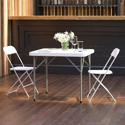 Flash Furniture 2.85-Foot Square Granite White Plastic Folding Table (LOCAL PICKUP ONLY)