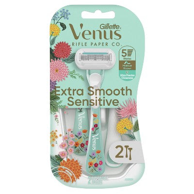 Venus + Rifle Paper Co. Extra Smooth Sensitive 5-Blade Women's Disposable Razors - 2ct