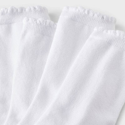 Girls' 6pk Ruffle Crew Socks - Cat & Jack White S
