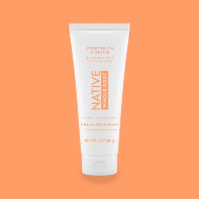 Native Whole Body Cream Deodorant - Sweet Peach & Nectar - Aluminum-Free - 3oz