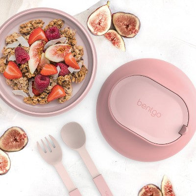 Bentgo Bowl Insulated Leakproof Bowl with Collapsible Utensils & Snack Compartment - Blush Pink