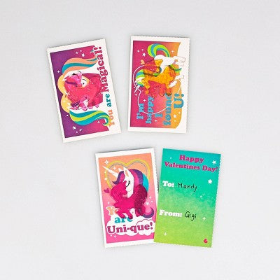Sadie & Sam 16ct Valentine's Day Exchange Cards Unicorn Gel Cling