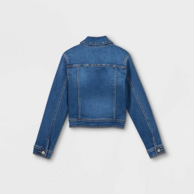 Girls' Jean Jacket - Cat & Jack Medium Wash M: Snap Closure, Denim Style
