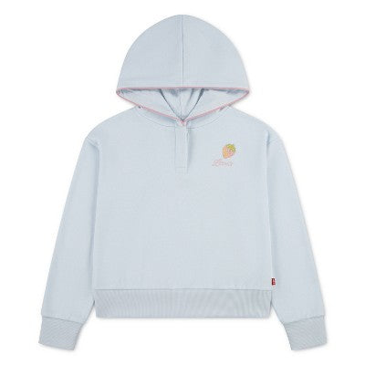 Levi's Girls French Terry Strawberry Pullover Hoodie Light Blue M