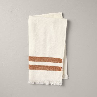 Double Stripe Cotton Hand Towel Cream/Rust - Hearth & Hand with Magnolia: Lightweight, Farmhouse Style, 27"x16"