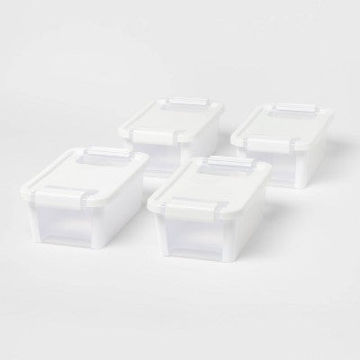 4pk Latching Window Utility Storage Box Extra Small True White - Brightroom