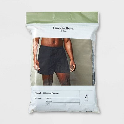 Men's 4pk Striped Woven Boxer Shorts - Goodfellow & Co Gray/Black XL