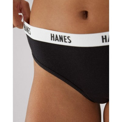 Hanes Soft & Breathable Women’s Ribbed Cotton Bikini Underwear, 3-Pack Assorted L