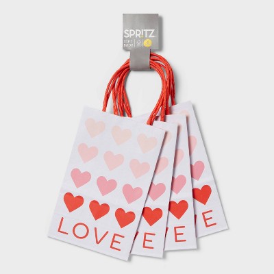 8.375" x 5.25" x 3.25" Valentine's Day 4pk XS Gift Bags - Spritz