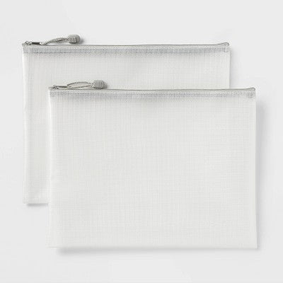 Paper Size Zip Pouches Water-Resistant andGray Zipper 2pk - up&up