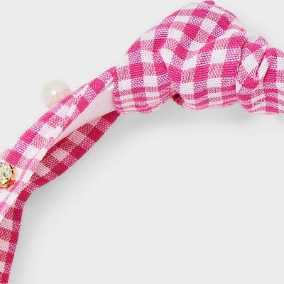 Easter Gingham Pearl Icon Top Knot Headband - Pink: Fashion Accessory for All Hair Types, Ages 15+