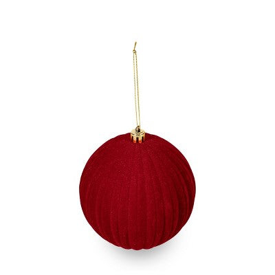 Flocked Ornaments Red Ball - Bullseye's Playground