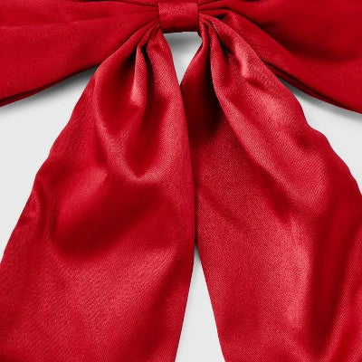 Satin Bow Hair Barrette - Wild Fable Crimson