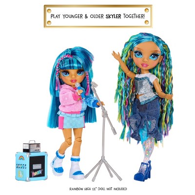 Rainbow High Jr High Rock Band - Skyler, Blue 9" Fashion Doll with Microphone, Stand and Stickers