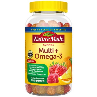 Nature Made Multi Plus Omega 3 Multivitamin Gummies - Strawberry, Lemon & Orange - 140ct