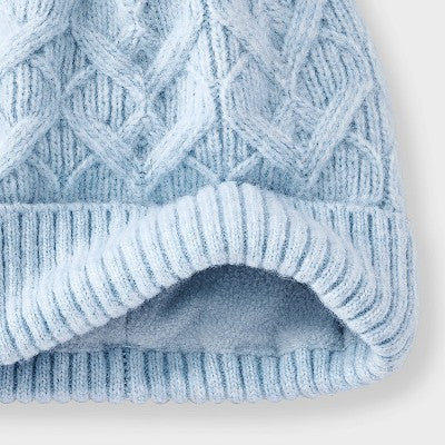 Girls' Cable Heart Beanie Hat - Cat & Jack Blue