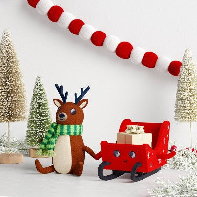 Felt Reindeer and Sleigh Duo Christmas Figurine - Wondershop