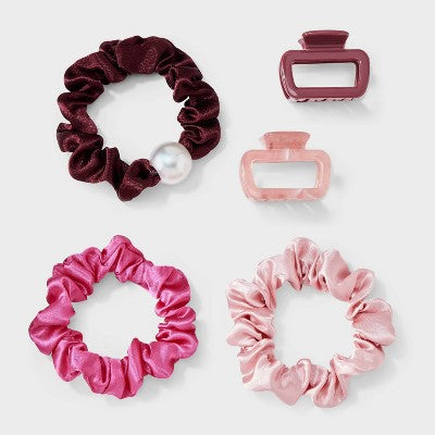 Claw Hair Clip and Hair Twister Set 5 pc - A New Day Pink