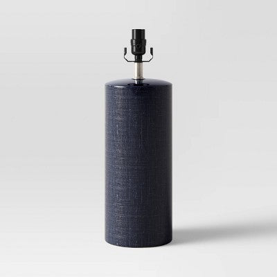 2"x6.5" Linen Textured Ceramic Large Lamp Base Dark Blue - Threshold