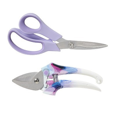 Fiskars 2pc Designer Pruner Garden Tool Set Lavender