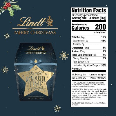 Lindt Calligraphy Christmas Candy Gift Box - 5oz