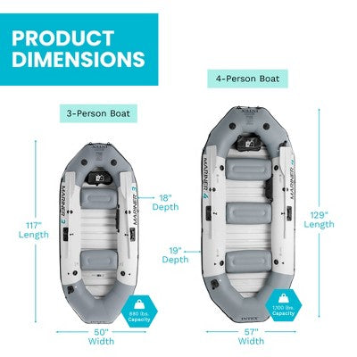 Intex Mariner 4-Person Inflatable River Lake Dinghy Boat with Pump and Oars Set (LOCAL PICKUP ONLY)