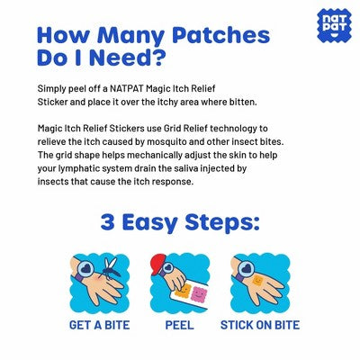 NATPAT 24ct"MagicPatch" Itch Relief Stickers Anti-Itch Treatment for Mosquito Bite Relief Safe and Natural