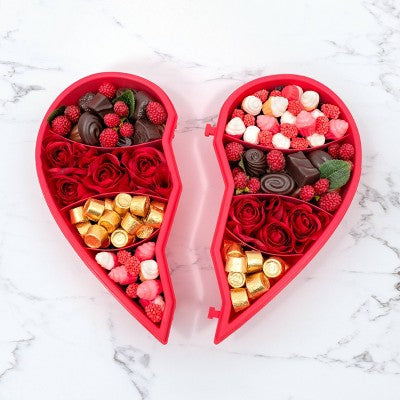 Cook With Color Valentine Best Friends Heart-Shaped Snack Box Red