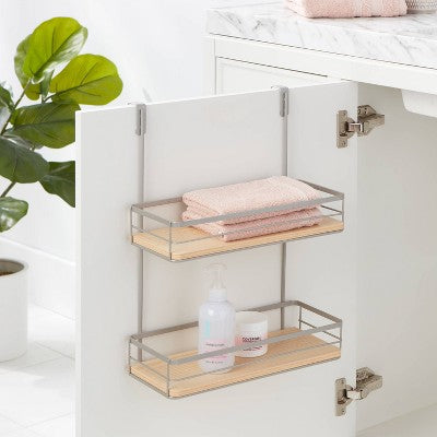 Over the Cabinet Tiered Shelves with Wood Brushed Nickel - Brightroom