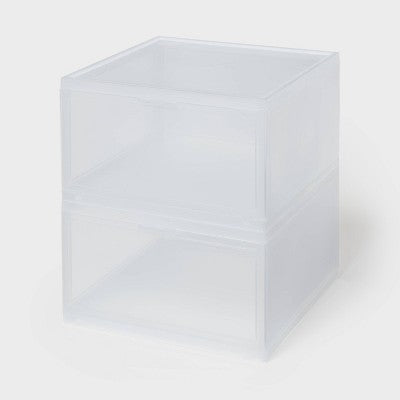 Stackable Large Bin Front Opening Clear - Brightroom: Transparent Utility Storage, 19 Volume, Stackable