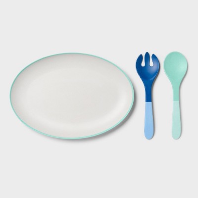 18" Oval Serve Platter with Utensils - Sun Squad