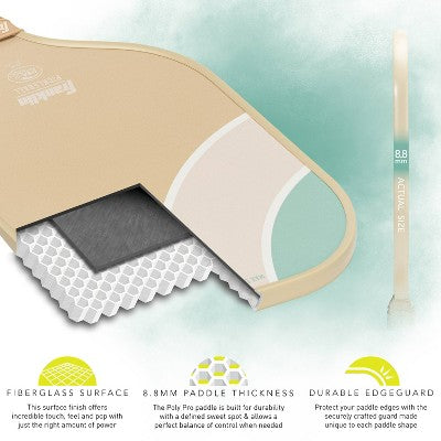 Franklin Sports 2 Player Poly Paddle with Ball Set - Green/Tan: Fiberglass Pickleball Racquets