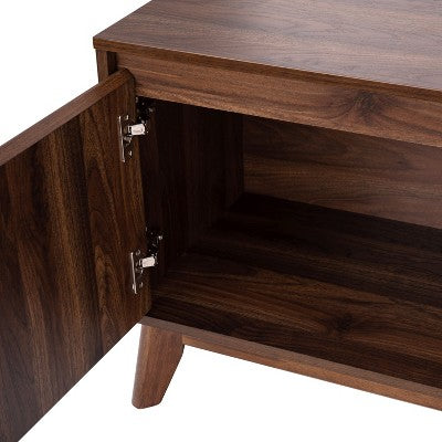 Flash Furniture Walnut 60" TV Stand with Adjustable Middle Shelf - Dual Soft Close Storage Doors (LOCAL PICKUP ONLY)