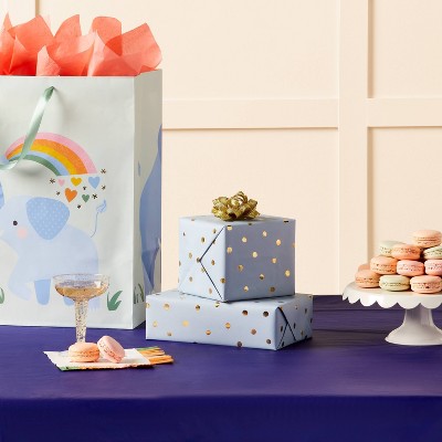 Gift Wrap Roll Blue with Gold Foil Dots - Spritz (LOCAL PICKUP ONLY)