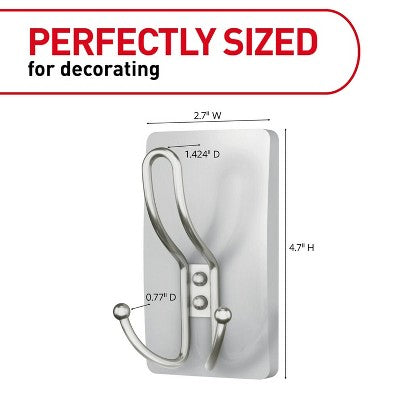Command 2ct XL Satin Nickel Triple Hook