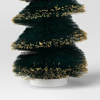 16" Christmas Spiral Sisal Tree Deep Green/Gold Glitter - Wondershop