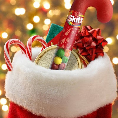 Skittles Chewy Candy Filled Christmas Candy Cane Tube - 2.6oz