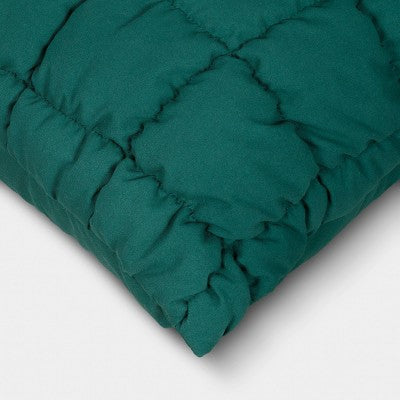 19"x19" Quilted Solid Pillow Dark Green - Room Essentials