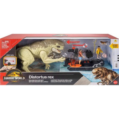 Jurassic World Rebirth Storypack with Raft, Villain Dino1, Adult, Child & Aquilops, Island Escape
