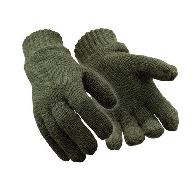 RefrigiWear Unisex's Fleece Lined Insulated Wool Gloves, Green - Large
