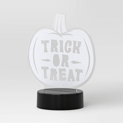 Lit Acrylic Trick or Treat Jack Figurine - Hyde and EEK! Boutique Neon Orange