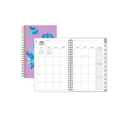 Blue Sky 5"x8" 2025-2026 Weekly/Monthly Wirebound Planner Butterfly Confetti Lavender