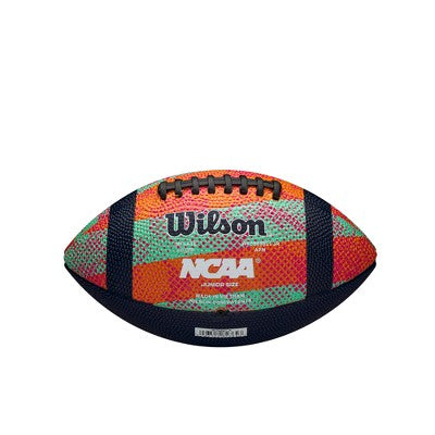 Wilson NCAA Statement Jr Football - Orange/Navy: Regulation Size, Rubber Shell, Butyl Bladder