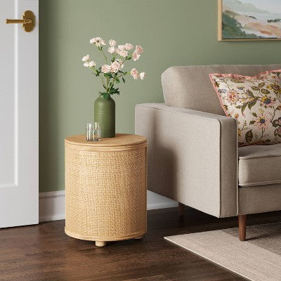 Woven Storage Side Table with Removable Top and Rattan Weave Natural - Threshold