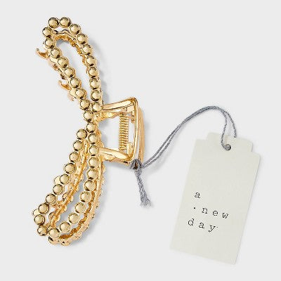 Metal Round Studded Loop Hair Claw Clip - A New Day Gold