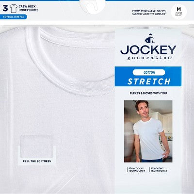 Jockey Generation Men's Stretch Crew Cotton 3pk T-Shirt - White XXL