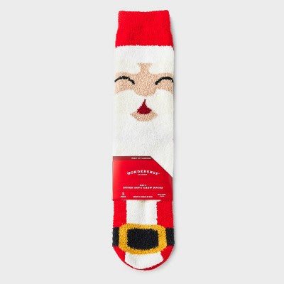 Men's Santa Cozy Crew Socks with Gift Card Holder - Wondershop Red/Tan 6-12