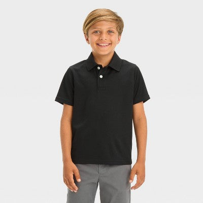 Boys' Short Sleeve Performance Uniform Polo Shirt - Cat & Jack Black XS