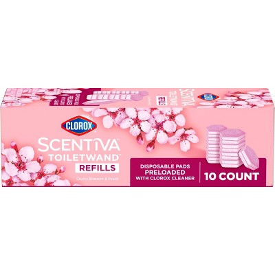 Clorox Scentiva Cherry Blossom & Peach ToiletWand Refill - 10ct: Ammonia-Free, Compatible With Clorox ToiletWand