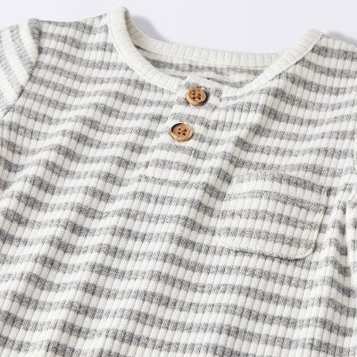 Baby Boys' Striped Henley Short Sleeve Romper - Cloud Island 0-3M